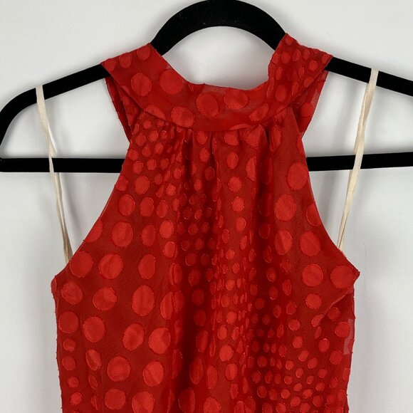 Celine by Champion Top Blouse Size M Orange Sleeveless Halter Neck Elastic Waist - Picture 2 of 9